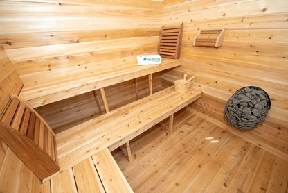 outdoor sauna with porch