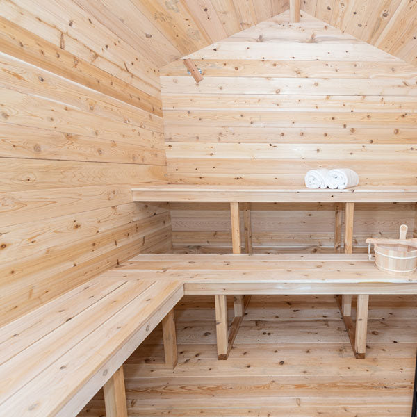 outdoor sauna with porch