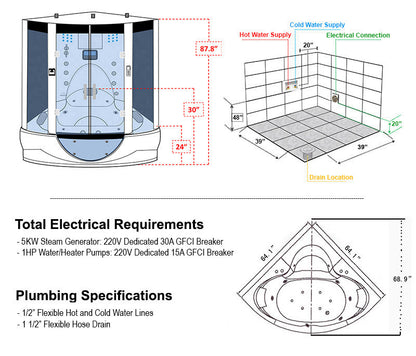 shower with steam generator